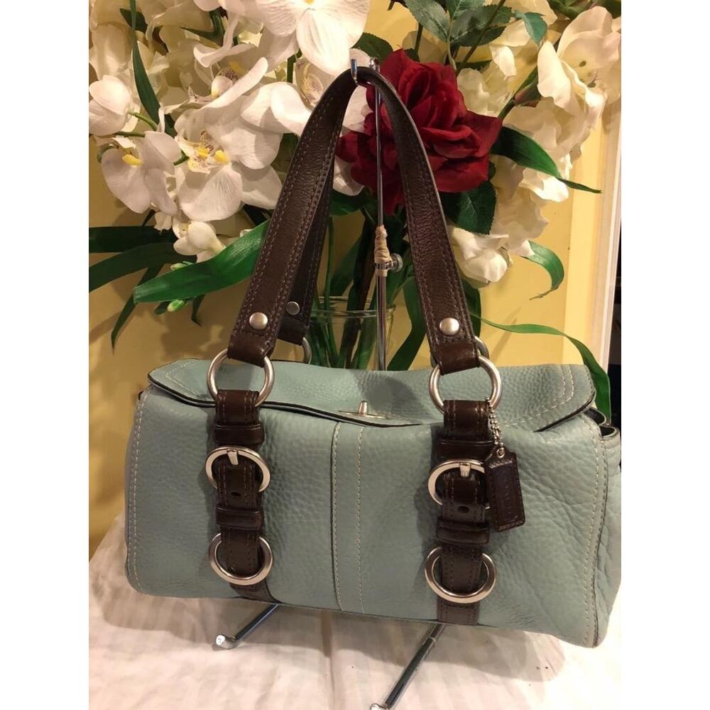 Coach Baby blue chelsea satchel creed 12334 pebble leather bag purse (u100